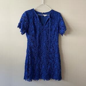 Shoshanna crochet embroidered tie front dress